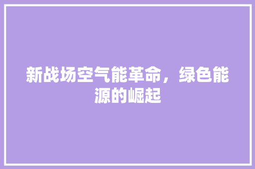 新战场空气能革命，绿色能源的崛起 热水器