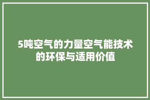 5吨空气的力量空气能技术的环保与适用价值 家具修理