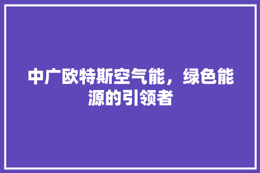 中广欧特斯空气能，绿色能源的引领者 水电维修