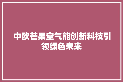 中欧芒果空气能创新科技引领绿色未来 热水器