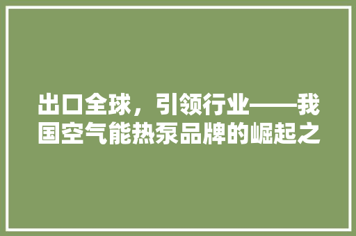 出口全球,引领行业——我国空气能热泵品牌的崛起之路 翻新改色 出口全球,引领行业——我国空气能热泵品牌的崛起之路 翻新改色