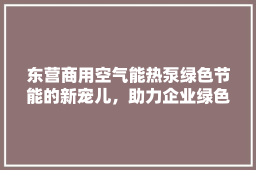 东营商用空气能热泵绿色节能的新宠儿，助力企业绿色发展 洁具维修