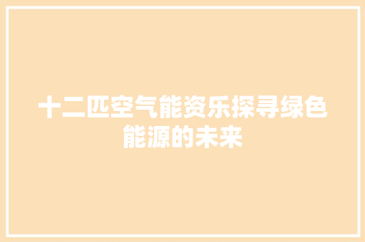 十二匹空气能资乐探寻绿色能源的未来 热水器