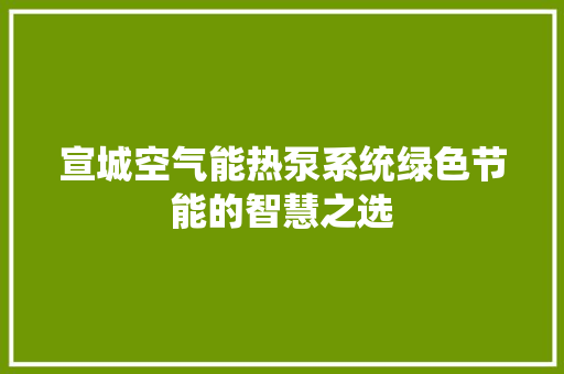 宣城空气能热泵系统绿色节能的智慧之选 空调
