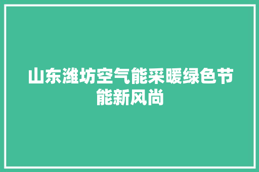 山东潍坊空气能采暖绿色节能新风尚 家居维修