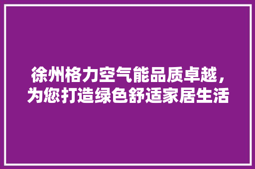 徐州格力空气能品质卓越，为您打造绿色舒适家居生活 龙头管件
