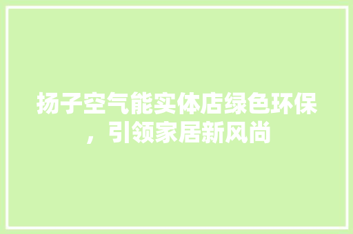 扬子空气能实体店绿色环保，引领家居新风尚 空调
