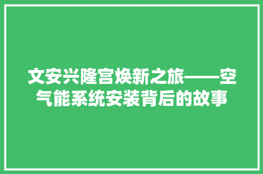 文安兴隆宫焕新之旅——空气能系统安装背后的故事 贴膜