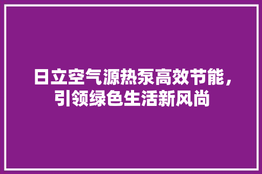日立空气源热泵高效节能，引领绿色生活新风尚 旧房改造