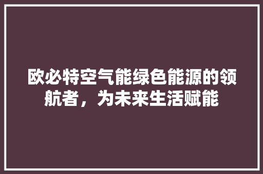 欧必特空气能绿色能源的领航者,为未来生活赋能 清洁保养 欧必特空气能绿色能源的领航者,为未来生活赋能 清洁保养