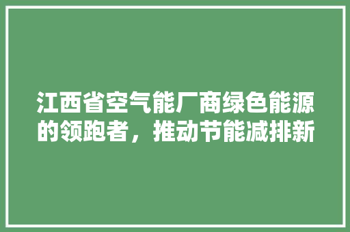 江西省空气能厂商绿色能源的领跑者，推动节能减排新篇章 龙头管件