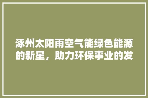 涿州太阳雨空气能绿色能源的新星，助力环保事业的发展 局部翻新