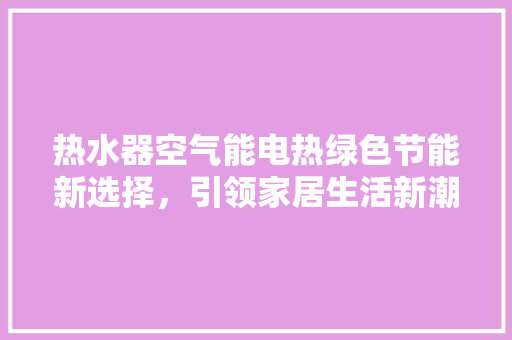 热水器空气能电热绿色节能新选择，引领家居生活新潮流 家具修理