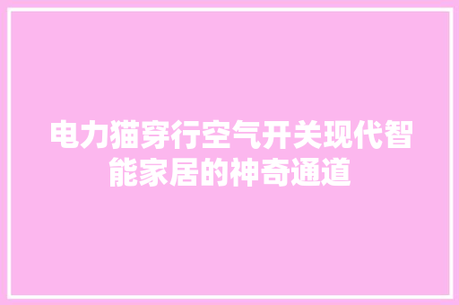 电力猫穿行空气开关现代智能家居的神奇通道 清洁保养