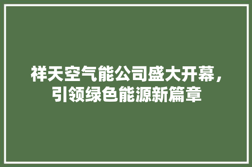 祥天空气能公司盛大开幕,引领绿色能源新篇章 家居维修 祥天空气能公司盛大开幕,引领绿色能源新篇章 家居维修
