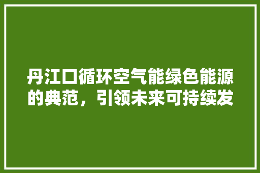丹江口循环空气能绿色能源的典范，引领未来可持续发展之路 龙头管件