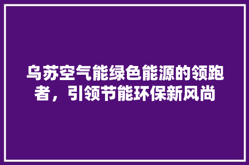 乌苏空气能绿色能源的领跑者，引领节能环保新风尚 洁具维修