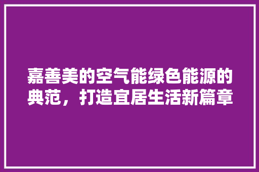 嘉善美的空气能绿色能源的典范，打造宜居生活新篇章 局部翻新