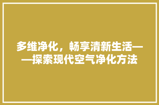 多维净化，畅享清新生活——探索现代空气净化方法 贴膜