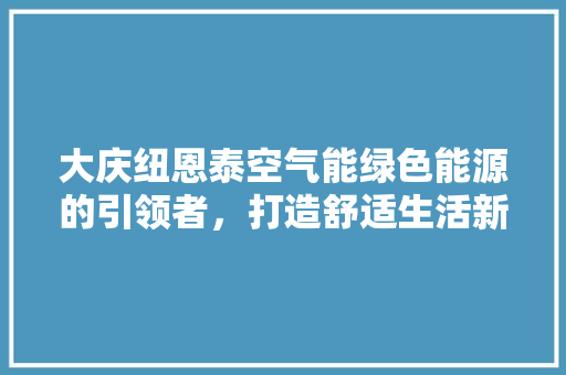 大庆纽恩泰空气能绿色能源的引领者，打造舒适生活新篇章 旧房改造