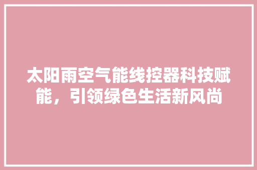 太阳雨空气能线控器科技赋能，引领绿色生活新风尚 家居维修