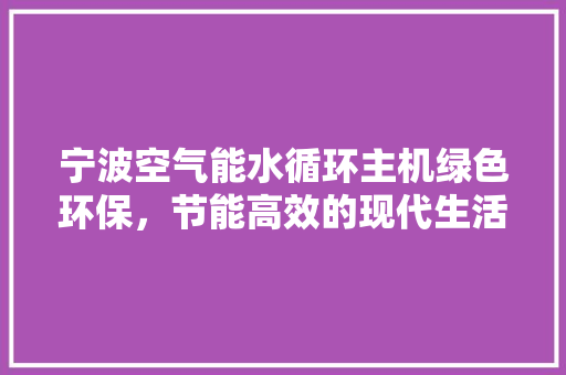 宁波空气能水循环主机绿色环保，节能高效的现代生活选择 旧房改造