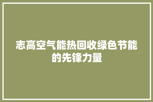 志高空气能热回收绿色节能的先锋力量 热水器