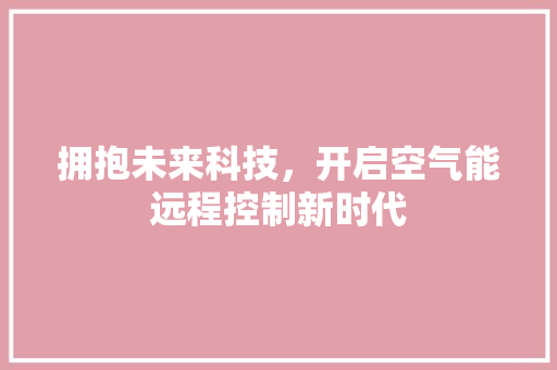 拥抱未来科技，开启空气能远程控制新时代 家电维护