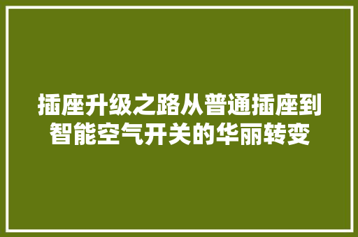 插座升级之路从普通插座到智能空气开关的华丽转变 龙头管件