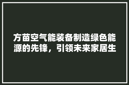 方苗空气能装备制造绿色能源的先锋，引领未来家居生活 局部翻新