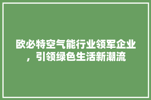 欧必特空气能行业领军企业，引领绿色生活新潮流 局部翻新