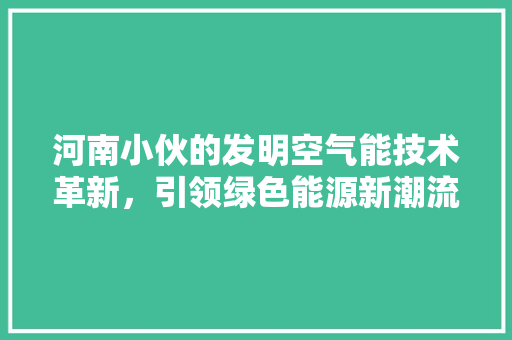 河南小伙的发明空气能技术革新，引领绿色能源新潮流 空调