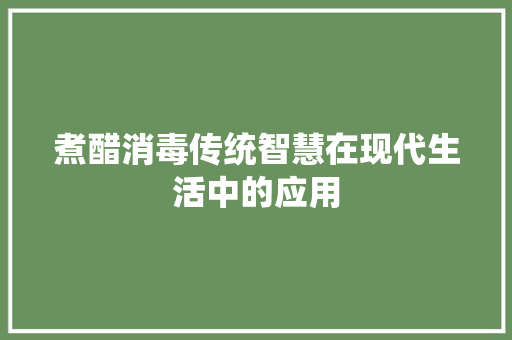 煮醋消毒传统智慧在现代生活中的应用 家居维修