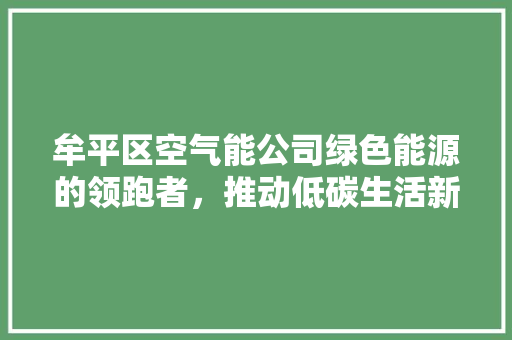 牟平区空气能公司绿色能源的领跑者，推动低碳生活新风尚 水电维修