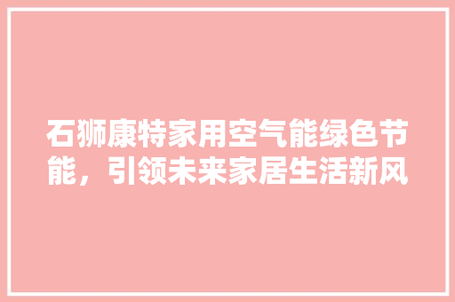 石狮康特家用空气能绿色节能，引领未来家居生活新风尚 装修设计
