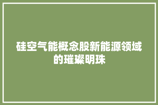 硅空气能概念股新能源领域的璀璨明珠 空调