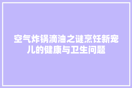 空气炸锅滴油之谜烹饪新宠儿的健康与卫生问题 水电维修