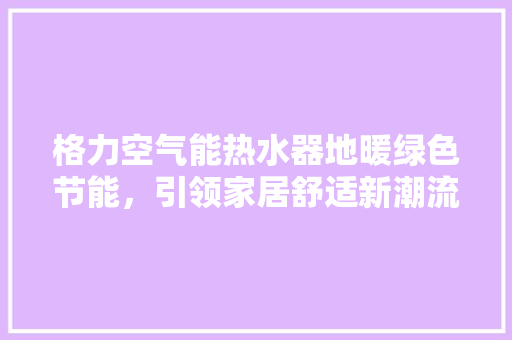 格力空气能热水器地暖绿色节能，引领家居舒适新潮流 旧房改造
