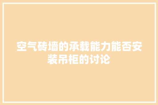 空气砖墙的承载能力能否安装吊柜的讨论 冰箱
