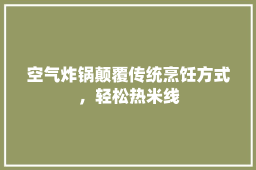 空气炸锅颠覆传统烹饪方式，轻松热米线 洁具维修
