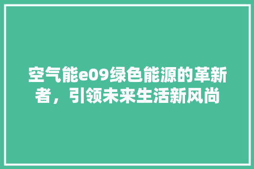 空气能e09绿色能源的革新者，引领未来生活新风尚 家电维护