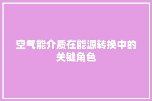 空气能介质在能源转换中的关键角色 旧房改造 空气能介质在能源转换中的关键角色 旧房改造