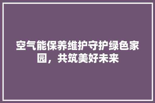 空气能保养维护守护绿色家园，共筑美好未来 装修设计