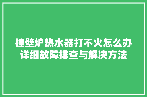 挂壁炉热水器打不火怎么办详细故障排查与解决方法 家具修理