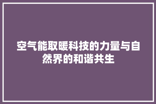 空气能取暖科技的力量与自然界的和谐共生 灯具安装 空气能取暖科技的力量与自然界的和谐共生 灯具安装