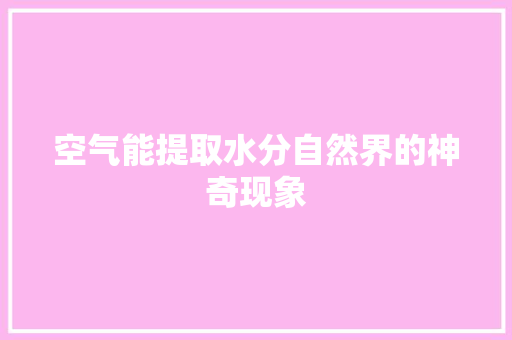 空气能提取水分自然界的神奇现象 洗衣机