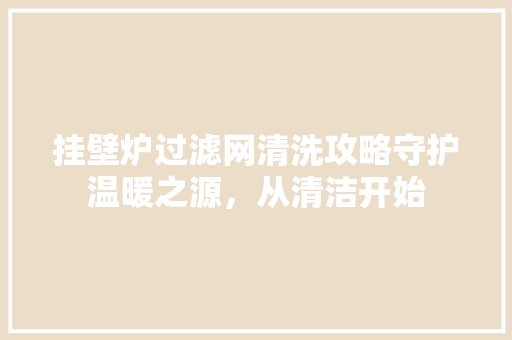 挂壁炉过滤网清洗攻略守护温暖之源，从清洁开始 热水器