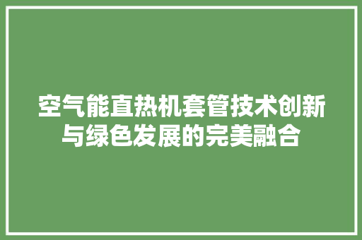 空气能直热机套管技术创新与绿色发展的完美融合 家具修理