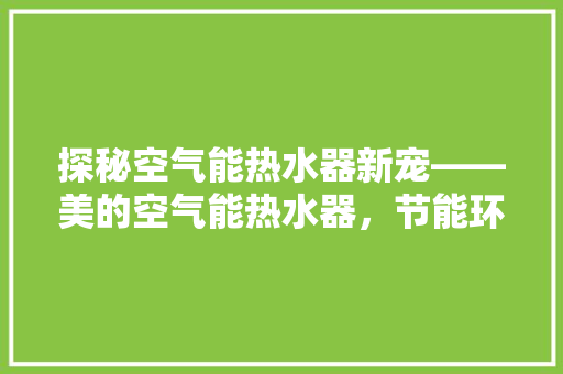 探秘空气能热水器新宠——美的空气能热水器，节能环保的完美之选 家具修理