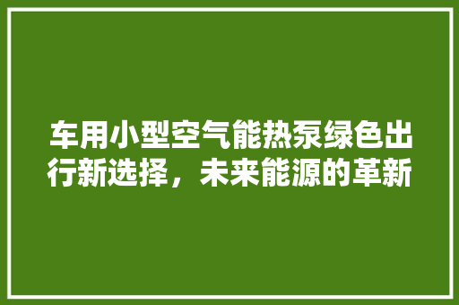 车用小型空气能热泵绿色出行新选择，未来能源的革新之路 清洁保养